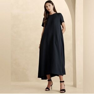 Banana Republic Aurelia Crepe & Satin Maxi Dress // Black